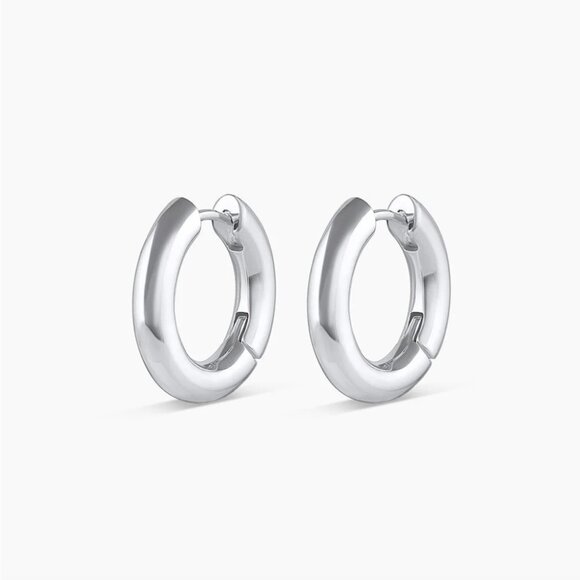 Gorjana Silver Plated Lou Hoop Earrings Bold Thick Hoop Earrings - Picture 5 of 5